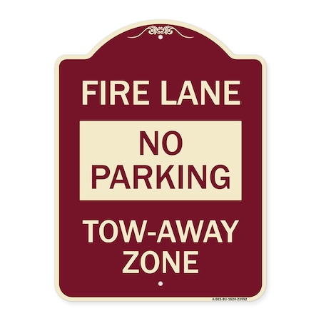 Signmission Fire Lane No Parking Tow-Away Zone Heavy-Gauge Aluminum Architectural Sign, 24" x 18", BU-1824-23992 A-DES-BU-1824-23992